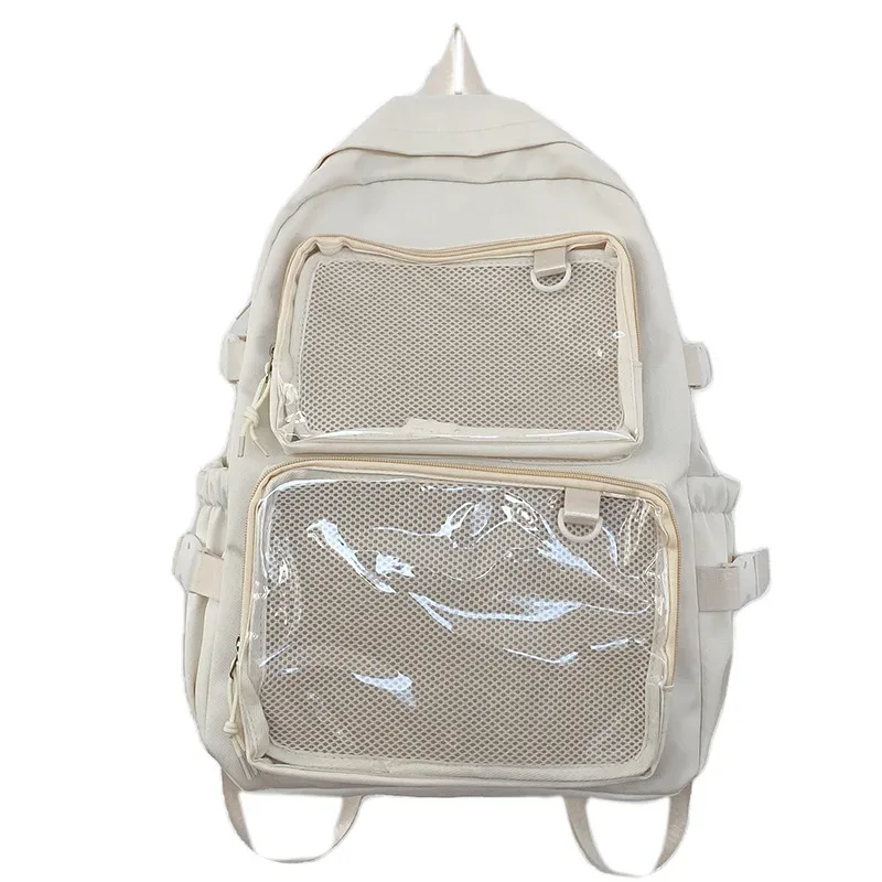 sac à dos ita en nylon transparent pour étudiants, sac à dos pour ordinateur portable de grande capacité, 2 poches transparentes pour affichage à épingles, sac à bandoulière pour femme, japon