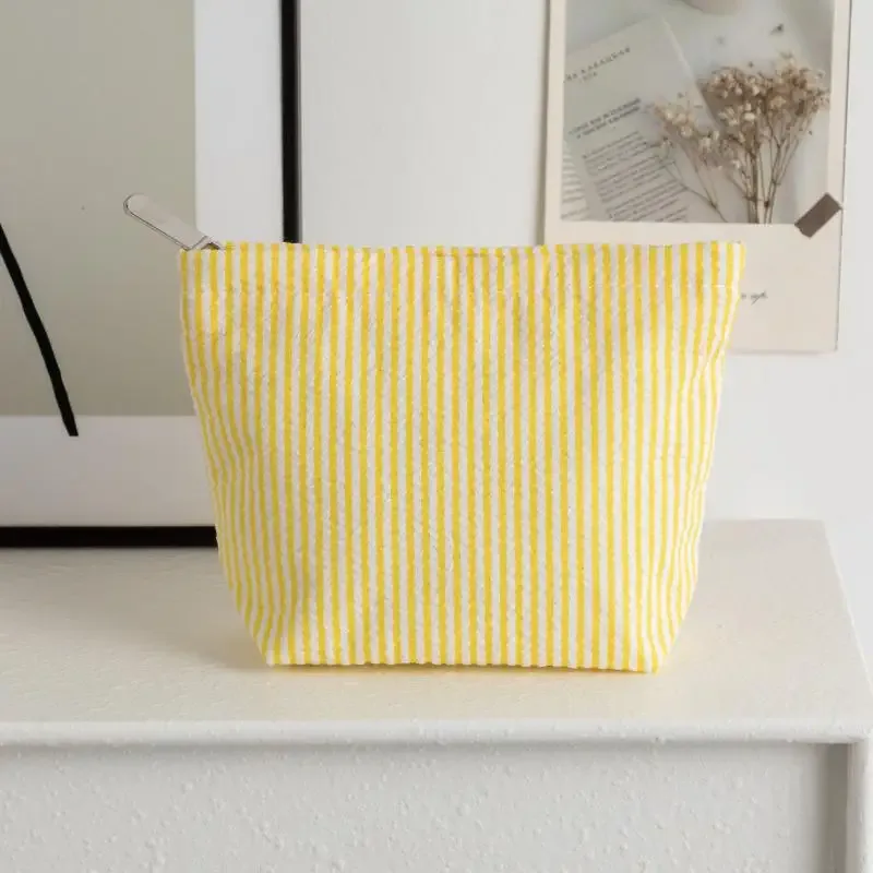 sacs de rangement à rayures verticales, 1 pièce, petits sacs de maquillage à la mode pour femmes, avec fermeture éclair, sac de rangement de voyage portable