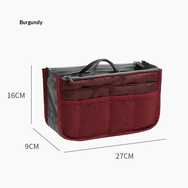 sac de rangement multifonctionnel à double fermeture éclair, grande capacité, pour l'organisation et le classement des articles de maquillage et de toilette.
