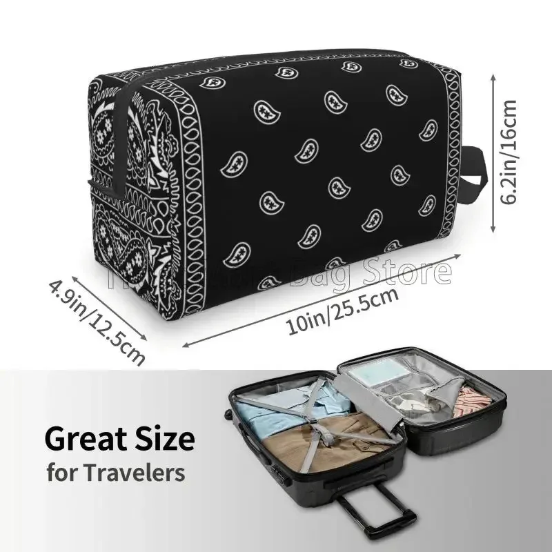 paisley coloré noir bandanna bordure écharpe blanc trousse de maquillage trousse de toilette étanche pour les femmes sacs cosmétiques de voyage portables