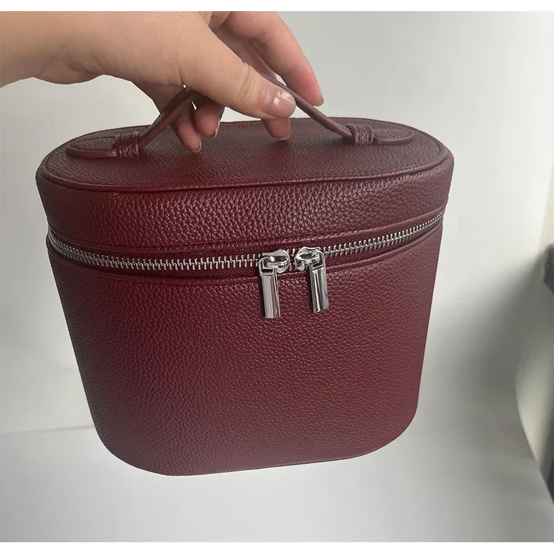 trousse à cosmétiques ronde à main pour femmes, impression gratuite, pubucket rond, trousse de vanité, produit de soins de la peau, sac de rangement de cosmétiques