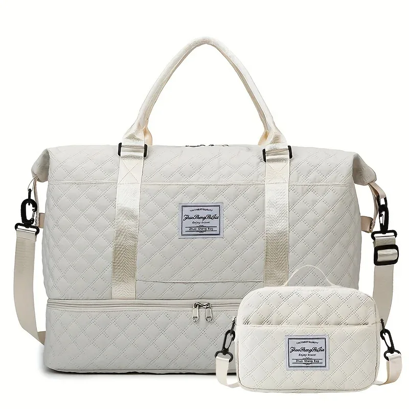 sac de voyage de grande capacité 2 pièces/ensemble, fourre-tout de sport, fitness, yoga, sac de nuit pour week-end et trousse de maquillage pour femmes
