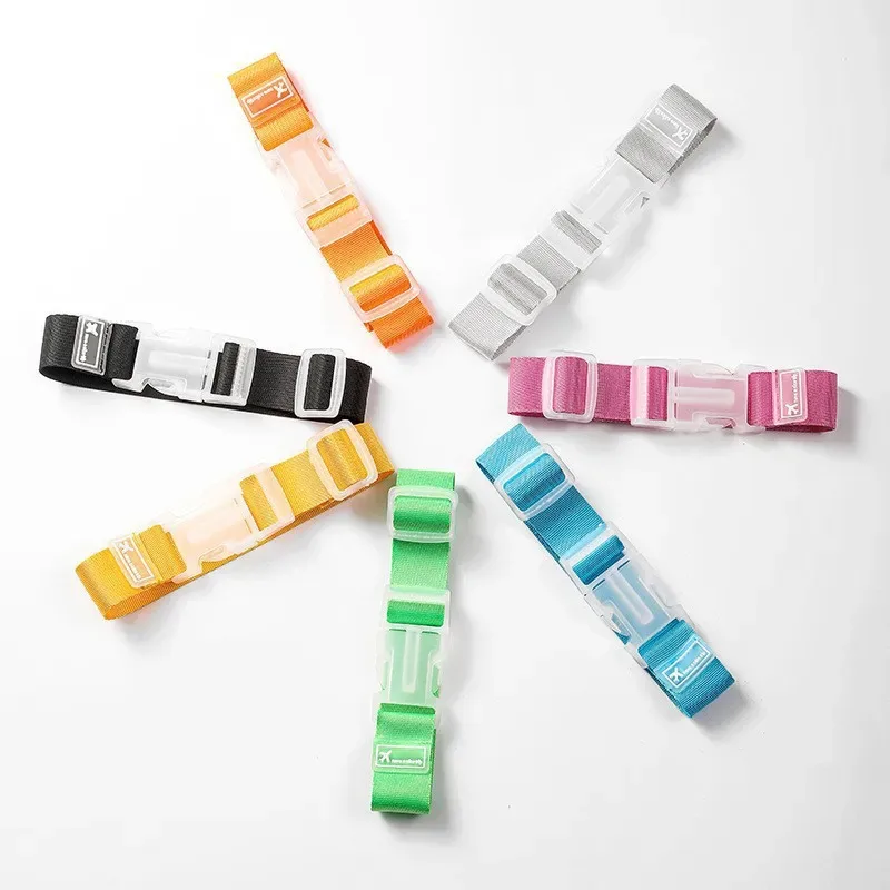 2 sangles de bagage réglables colorées en nylon, ceinture de sécurité pour bagages, boucle à bouton, accessoir