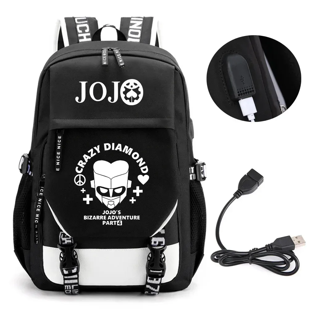 sac à dos de voyage pour ordinateur portable garçon et fille, chaîne anime jo jonathan joes killer golden experience, sacs à livres scolaires mochila, port usb