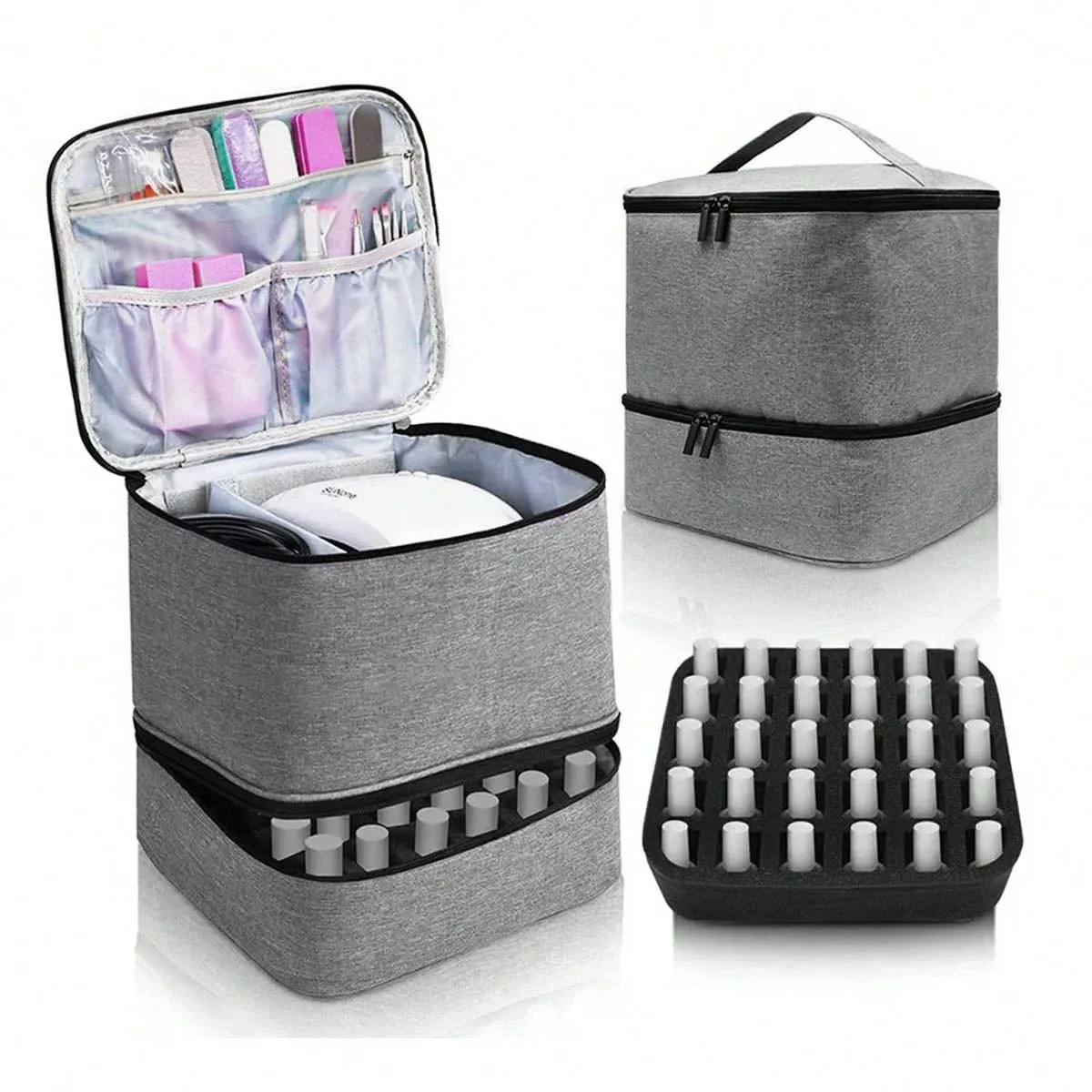 Le nouveau sac Portable pour vernis à ongles, sac de rangement pour vernis à ongles Double couche peut contenir 30 bouteilles de sac de maquillage, sac de rangement