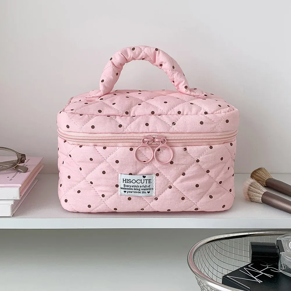 sac à main matelassé pour femme, style tendance, pochette de voyage, organisateur d'accessoires de maquillage et cosmétiques, sac fourre-tout portable à fermeture éclair