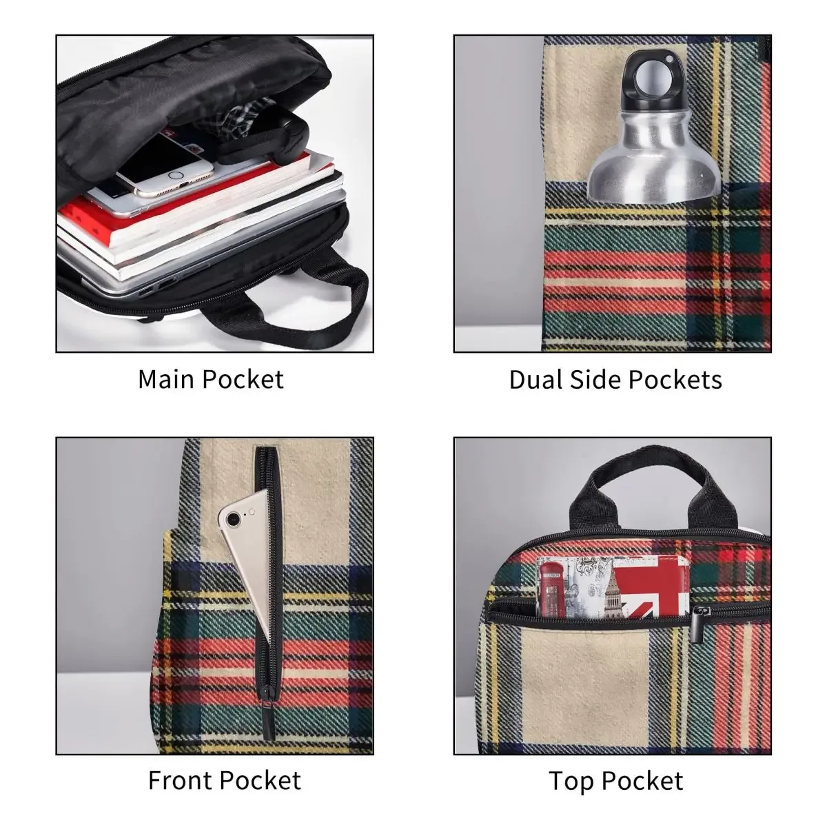 sac à dos stewart dress tartan, sac à dos de grande capacité pour enfants, sac d'école, sacs à bandoulière pour hommes et femmes