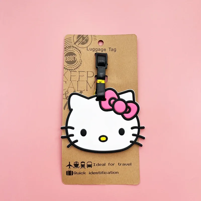 étiquette de bagage hello kitty, étiquette de bagage kuromi mignonne, valise de dessin animé, porte-adresse d'identification, bagages d'embarquement portables