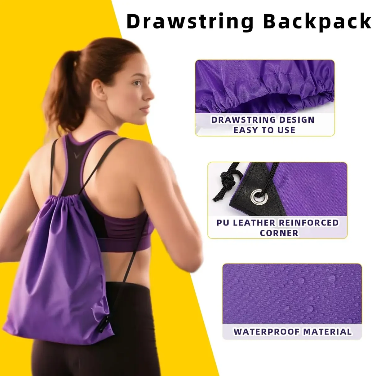 lot de 12 sacs de sport pliables et imperméables, sac à dos de fitness avec poche à cordon, pour randonnée, camping, natation, hommes et femmes