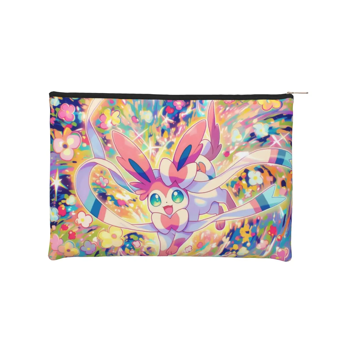 sac pliable mignon pokemon, trousse de maquillage eeveelution, trousse de toilette avec fermeture éclair, pochette cosmétique