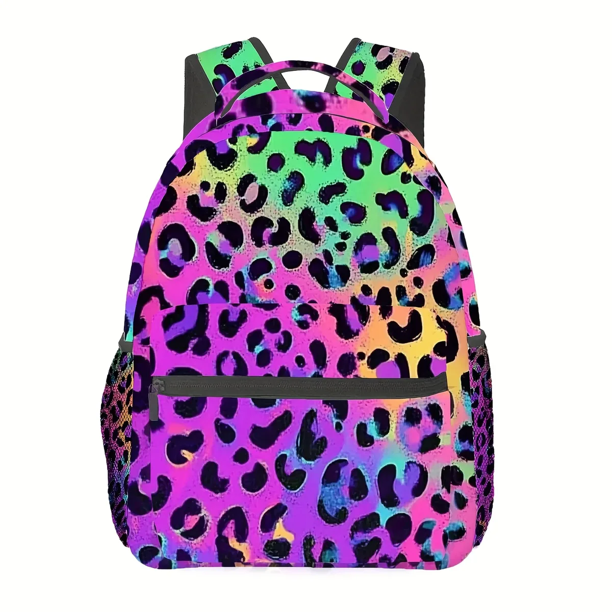 sac à dos imprimé léopard vibrant, léger et pliable, pour ordinateur portable, avec sangle réglable, 11.42x14.57 pouces, voyage durable, 1 pièce