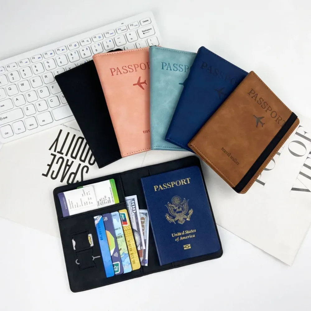 housse de protection portable pour passeport, pochette de rangement multifonctionnelle pour cartes d'identité et bancaires, étui portefeuille en cuir pu, accessoires de voyage