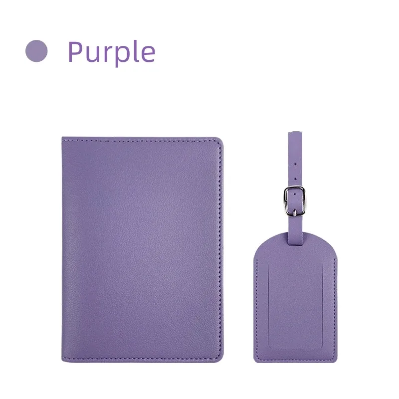 porte-passeport en cuir pu épais multicolore, couverture de passeport avec carte en papier, ensemble d'étiquettes de bagage