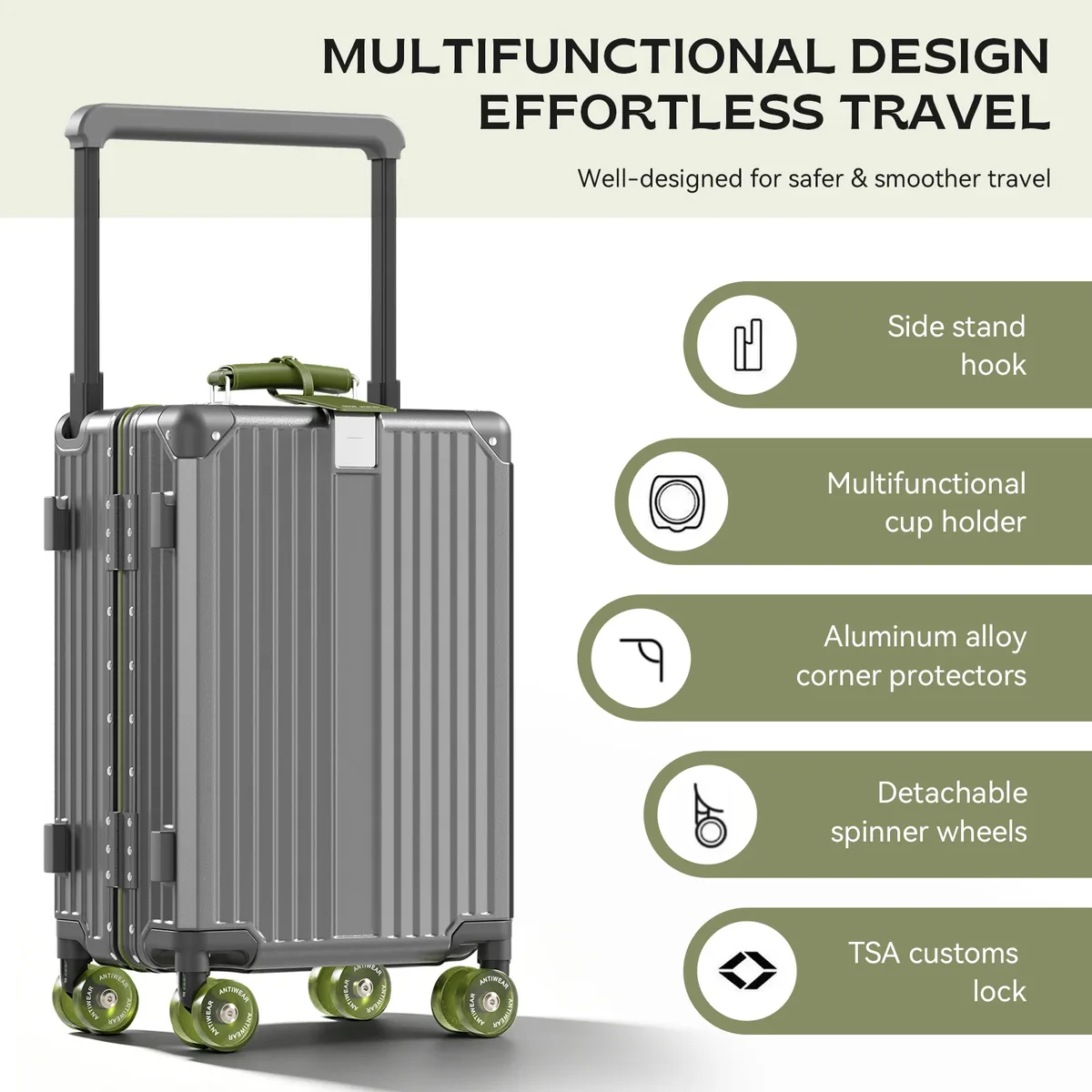 valise trolley rigide grande capacité aiweiny avec serrure tsa 3/7 séparables, roues silencieuses détachables et poignée télescopique large pour voyage