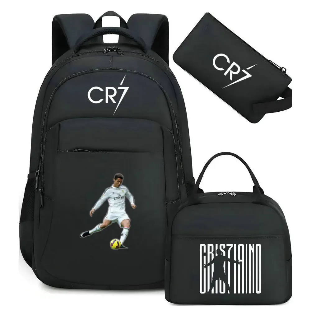 sac à dos pour ordinateur portable cr7, pour femmes et hommes, sacs à dos décontractés pour le sport et le football, sac à dos oxford pour femmes, sac d'école pour hommes, sac de voyage, mochilas 3 pièces