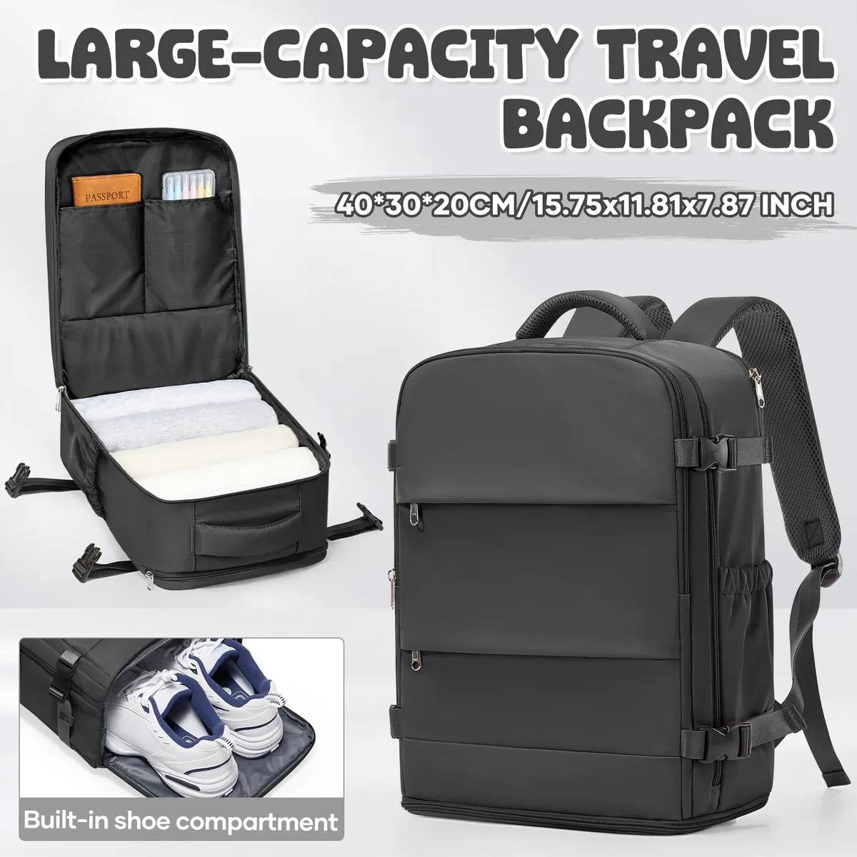 sac à dos de voyage pour femmes et hommes, bagage à main 40x30x20 pour ryanair, sac de voyage pour cabine, sac à dos pour l'université, sac pour ordinateur portable imperméable pour le travail