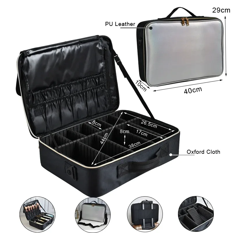 trousse de maquillage en cuir pu de grande capacité, trousse à cosmétiques professionnelle, trousse de maquillage étanche, trousse de beauté, essentiel de la présidence, nouveau