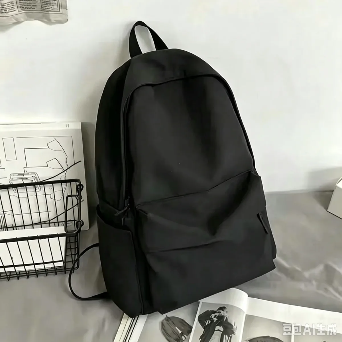 Sac à dos polyvalent noir, gris, blanc, rouge, de haute qualité, grande capacité, sac de voyage imperméable, sac d'ordinateur en nylon lavable, unisexe