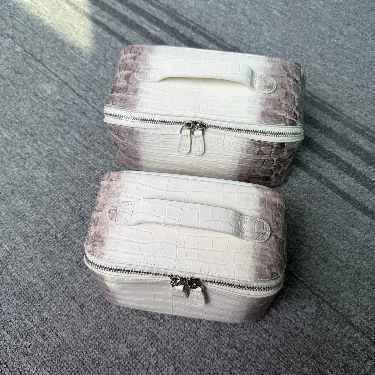 sac de maquillage en cuir de vachette, collection himalaya, luxueux, grande capacité, en cuir véritable, sac de voyage portable pour femmes, sac de rangement cosmétique