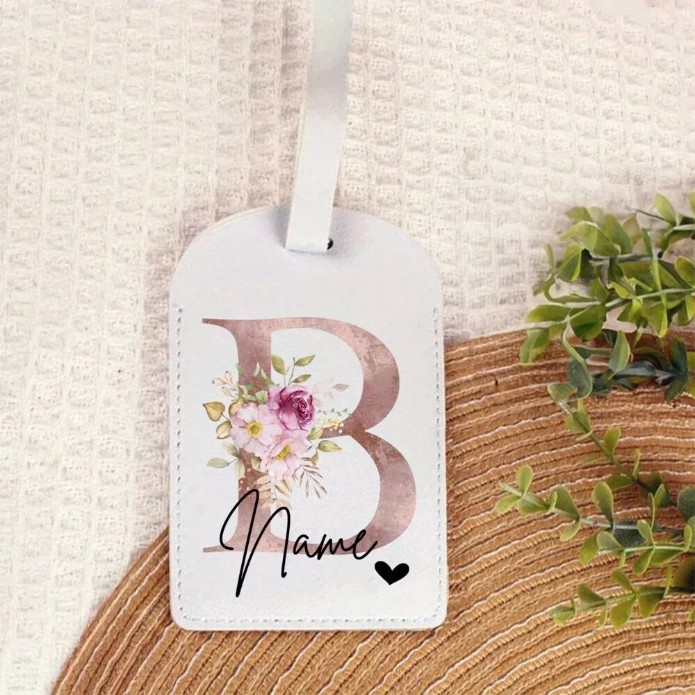 étiquette de bagage personnalisée avec nom |   accessoires de voyage portables personnalisés en pu, avec monogramme imprimé tendance, idéaux pour les fêtes