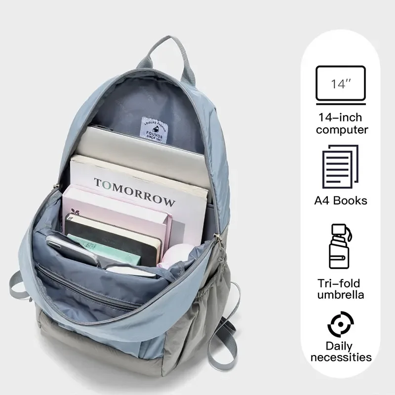 sac à dos de voyage unisexe léger fouvor avec poches latérales élastiques, idéal pour la randonnée en extérieur et l'école, pour hommes et femmes 2026 3068-09