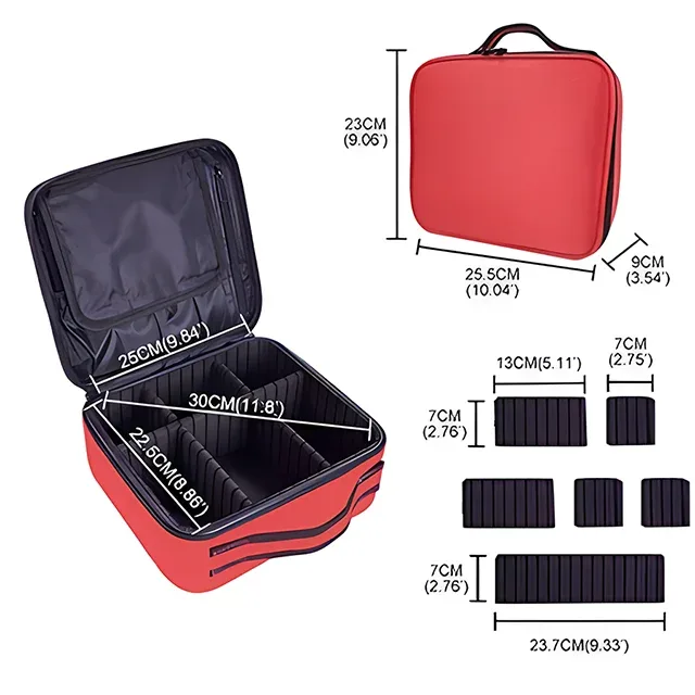 trousse de maquillage professionnelle portable avec diviseurs ajustables et compartiment pour pinceaux – organisateur de cosmétiques pour artistes