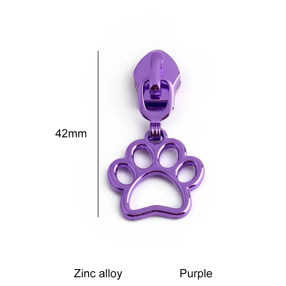 5 pièces sac à main pour animaux de compagnie motif imprimé patte vêtements extracteur de fermeture éclair couleur arc-en-ciel 5 # curseur de ceinture de sac à bandoulière avec languette de traction décorative en nylon