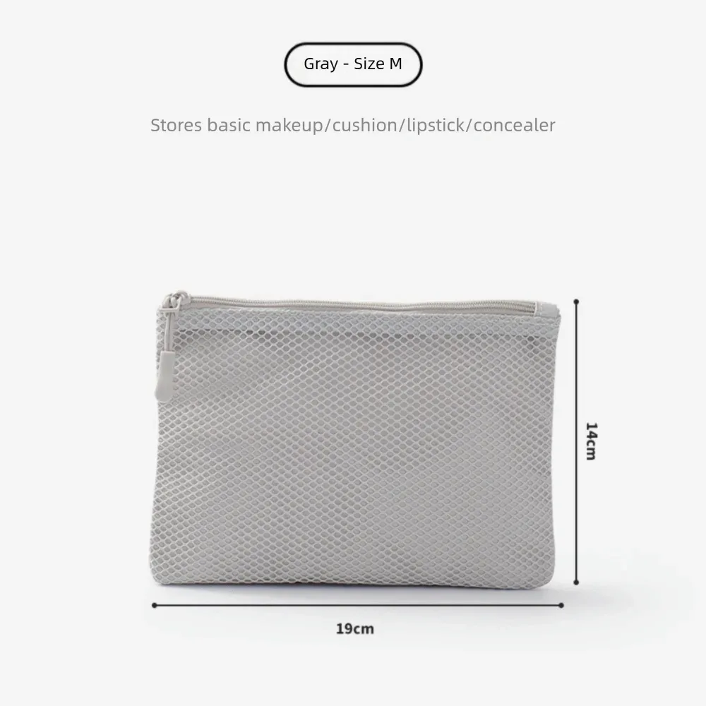 pochette de rangement polyvalente en maille à double fermeture éclair, en polyester, multi-tailles, pochette à cosmétiques double couche, pour câbles et chargeurs