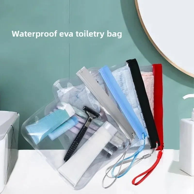 trousse de toilette de voyage transparente eva, 2 pièces, organisateur de cosmétiques scellé étanche, pochette de lavage portable pour le rangement et le nettoyage