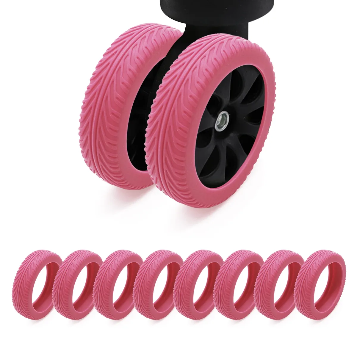 housses de roue de bagage 8 pièces, housse de protection de roue de valise en silicone pour roue rotative de 2 à 2.4 pouces, housse de protection pour bagages à main