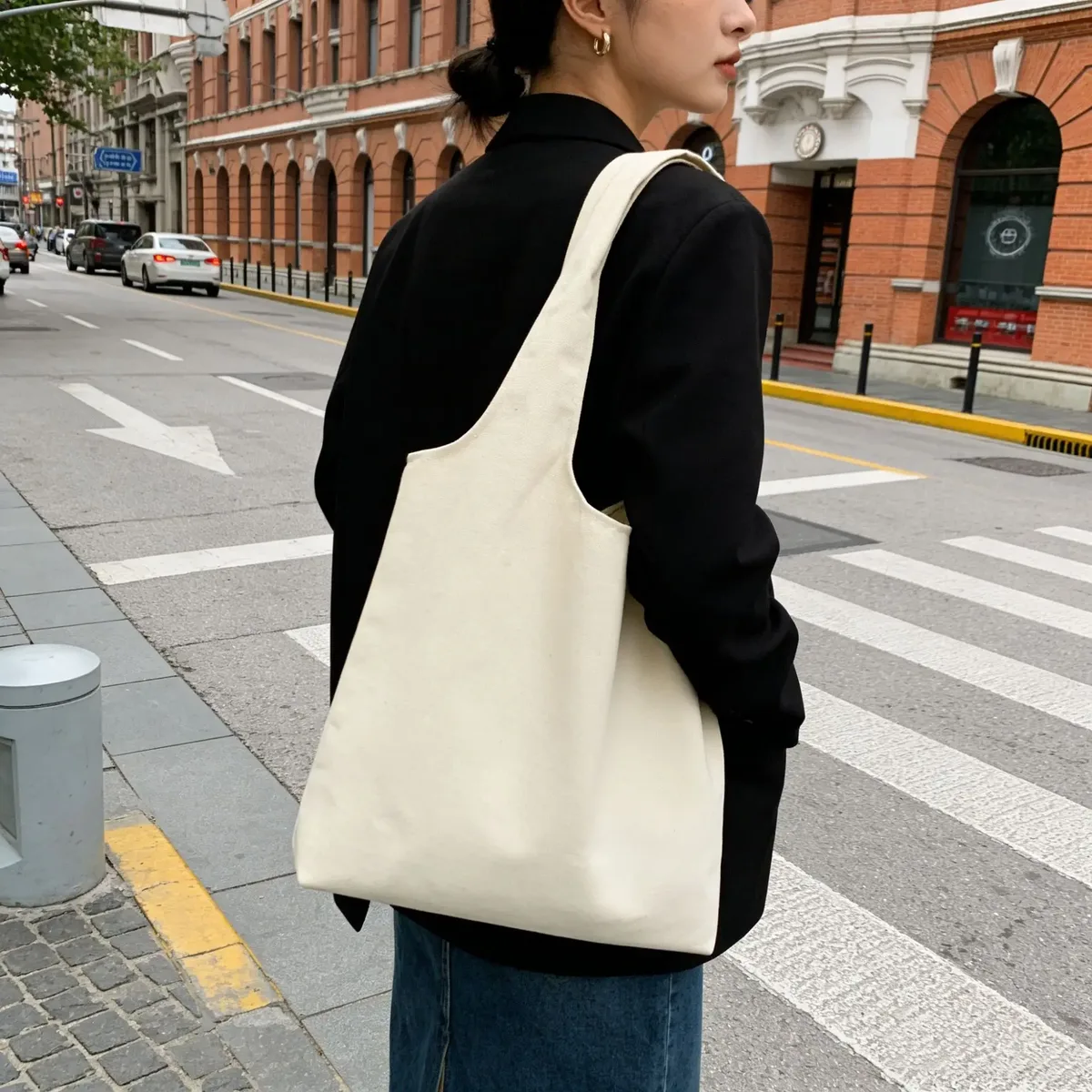 sac de rangement en toile vierge personnalisé avec logo imprimé, sac fourre-tout à main pour hommes et femmes, sacs de courses à bandoulière pour supermarché