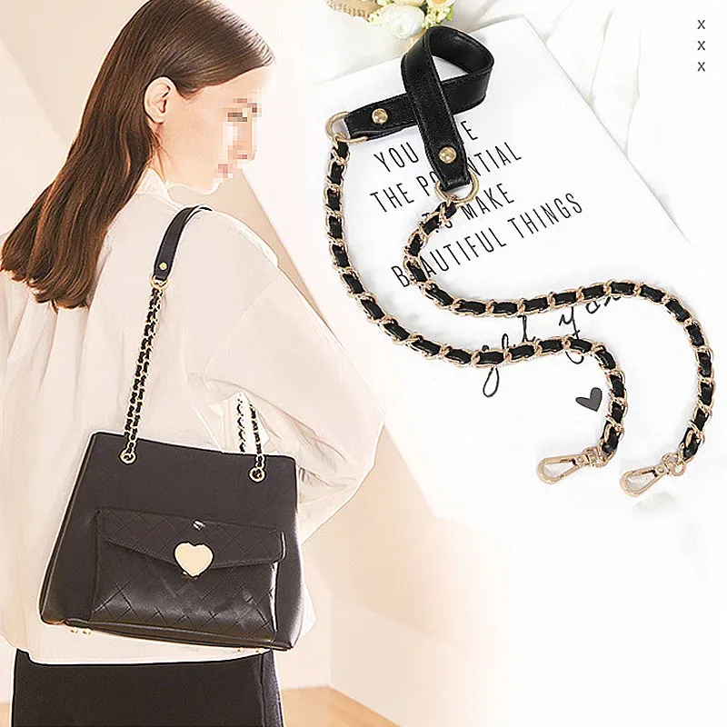 sac à bandoulière haut de gamme en cuir pu souple avec chaîne et sangle métallique pour sac bandoulière, accessoires de remplacement premium pour femmes