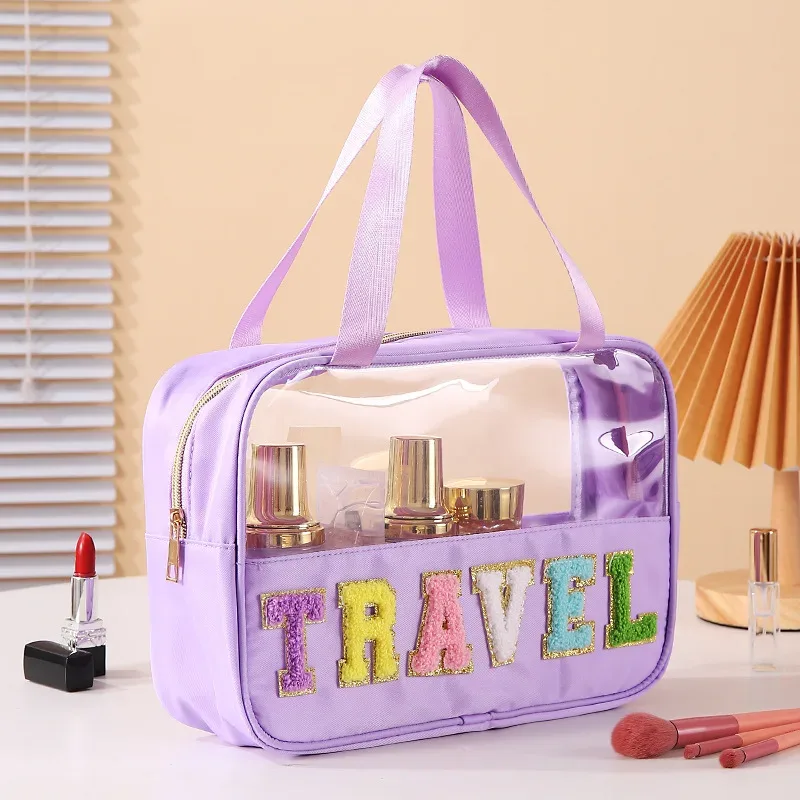 nouveaux sacs de maquillage transparents en pvc, sac de voyage portable pour cosmétiques, organisateur de grande capacité, sac de lavage pour femmes