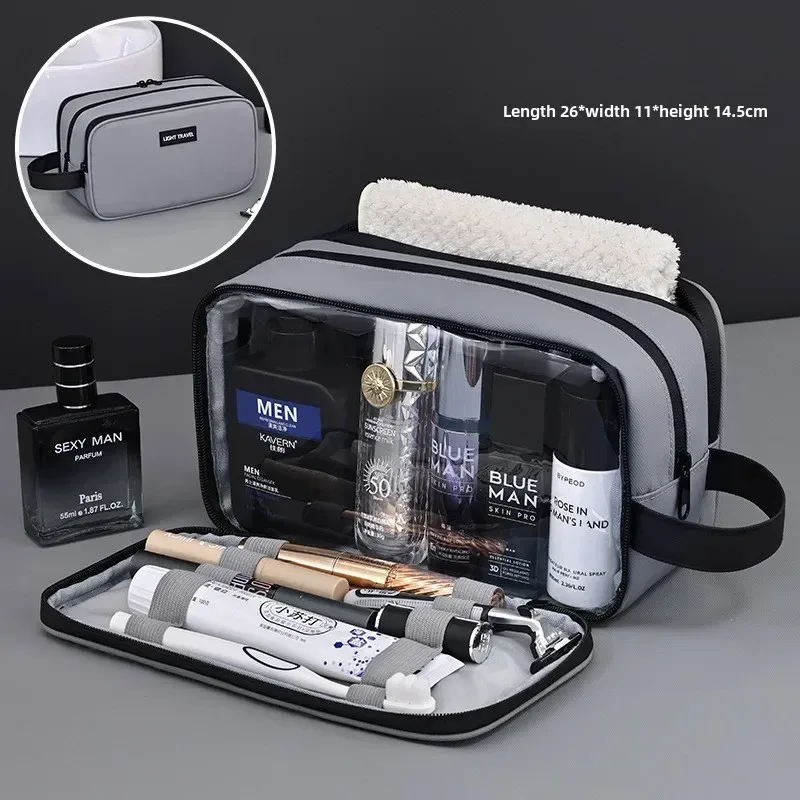trousse de maquillage pour hommes, série elite à 3 couches, trousse de toilette de grande capacité pour hommes, essentiels de voyage, organisateur de cosmétiques portable premium