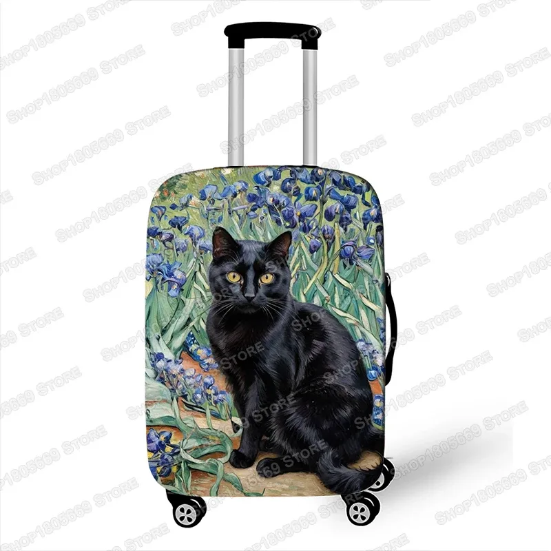 peinture à l'huile van gogh chat noir housses de bagages pour voyage la nuit étoilée housses de valise boîtier de chariot housse de protection cadeau