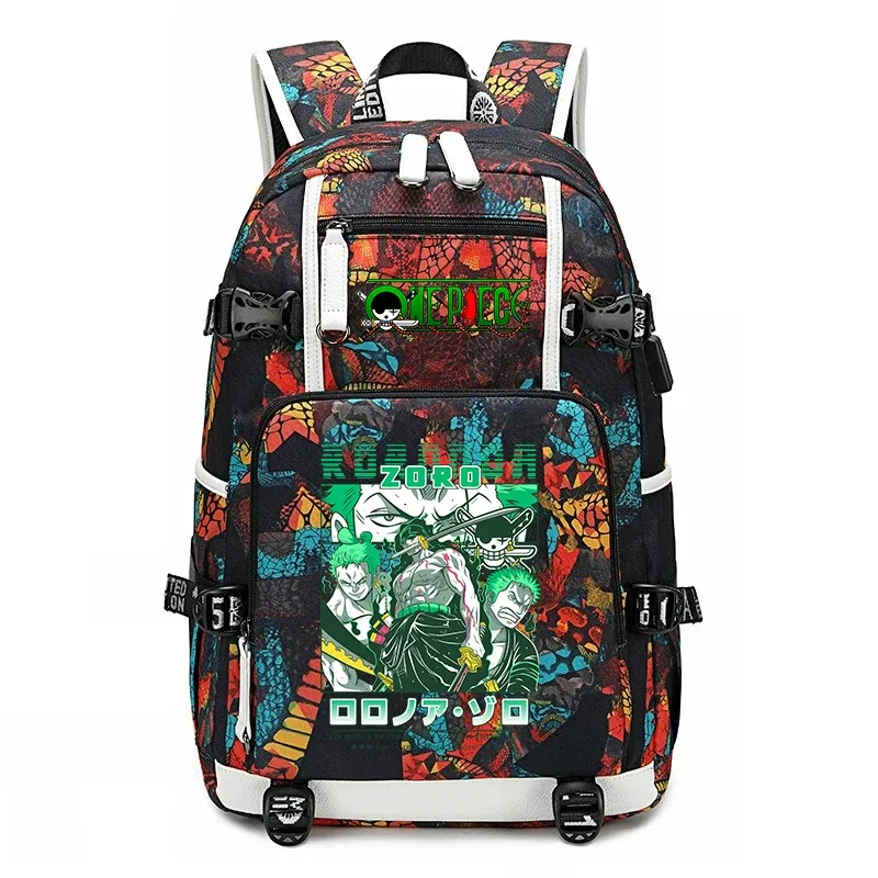 sac à dos d'école imprimé one piece zoro, sac à livres de grande capacité pour étudiants, pour enfants et adolescents