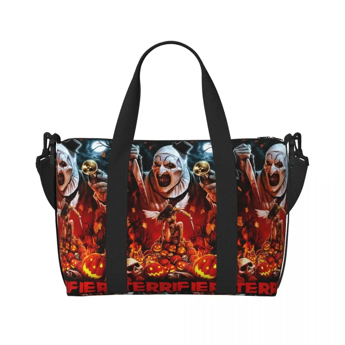 sac fourre-tout personnalisé t-terrifiers 3 halloween pour femmes, sacs de voyage de grande capacité pour plage et gymnastique