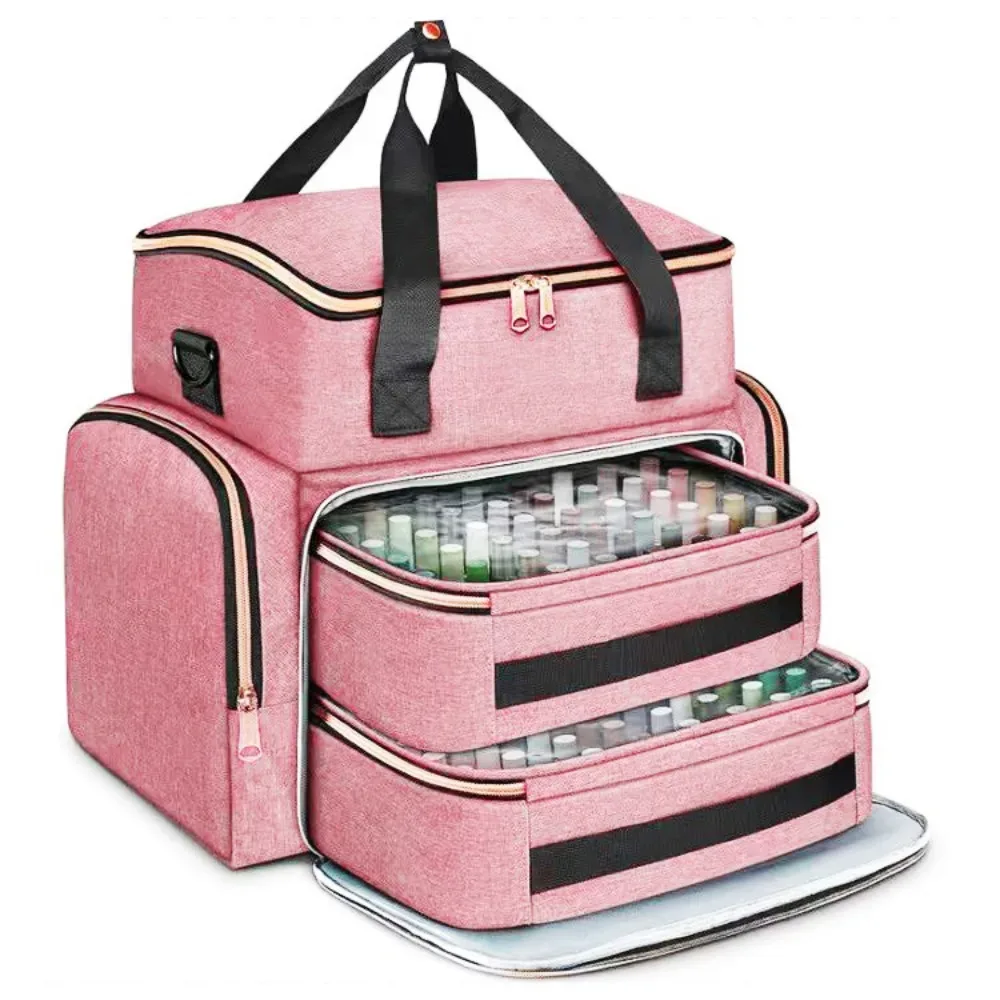 sac de rangement pour vernis à ongles grande capacité avec bandoulière, sac de rangement portable pour huiles essentielles, trousse de maquillage à 96 compartiments