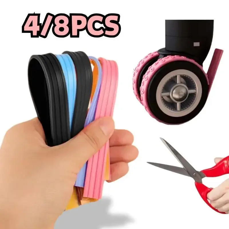 Protecteur de roues de bagages en Silicone, pièces de valise, essieux, protecteur de roues, réduit l'amortissement du bruit, boîte de chariot, roulettes, couverture 4/8 pièces