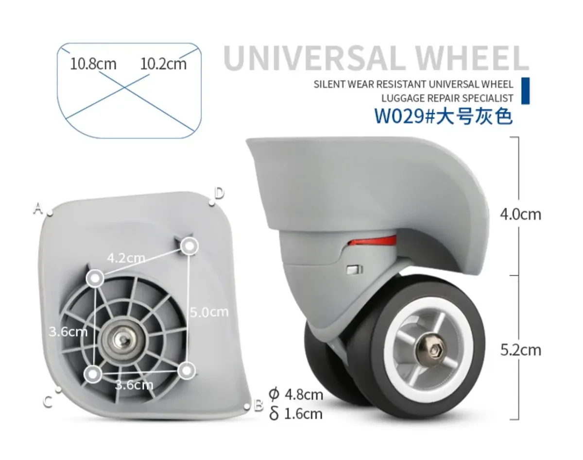 roues doubles de valise de qualité supérieure, silencieuses, pivotantes, universelles, accessoires de réparation de bagages - w029