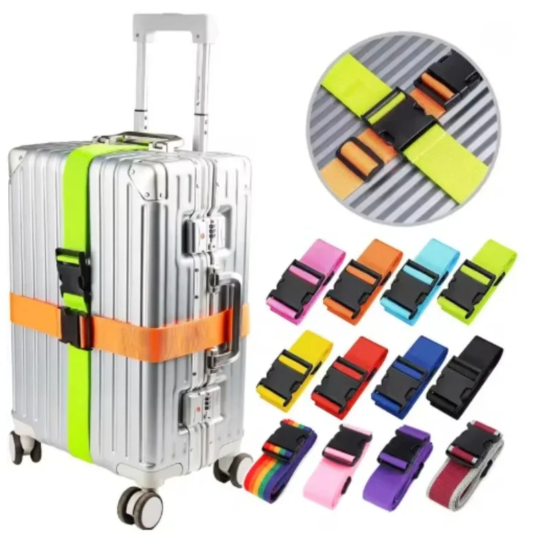 Sangles de bagage droites pour valise, ceinture de bagage en polyester avec boucle de déverrouillage réglable, accessoire de voyage