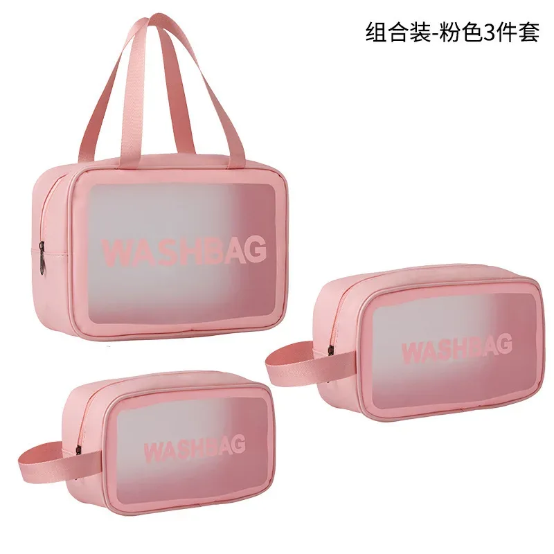 ensemble de sacs de maquillage de voyage multi-pièces en pvc transparent, sac de toilette portable et imperméable, sac de rangement pour cosmétiques de grande capacité et portable.