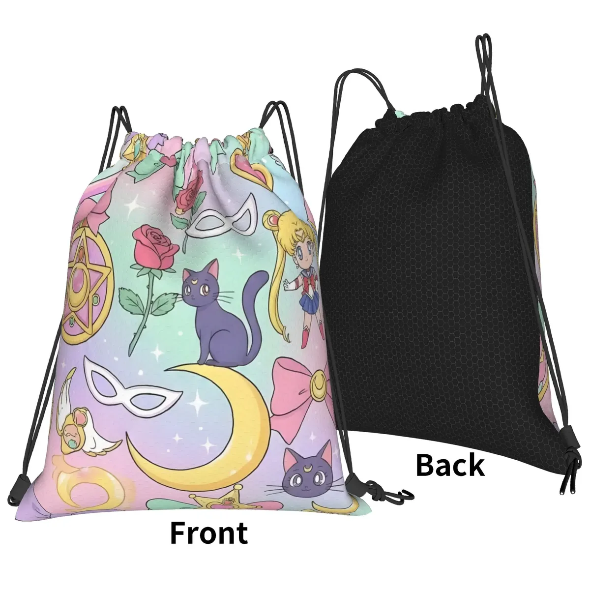 sacs à cordon girl & luna sailor moon, sac à dos de rangement pour salle de sport, sac à chaussures d'école, 1 pièce