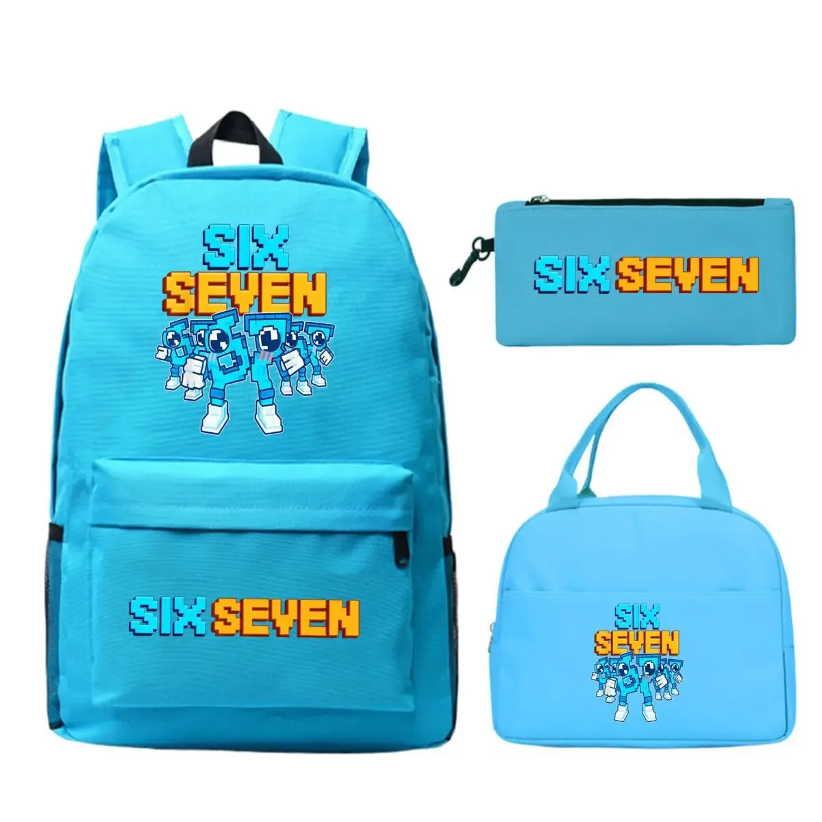 ensemble de 3 sacs d'école amusants avec impression de chiffres 67 six sept pour filles et garçons, avec boîte à lunch et trousse à crayons, sac à dos de voyage amusant 67