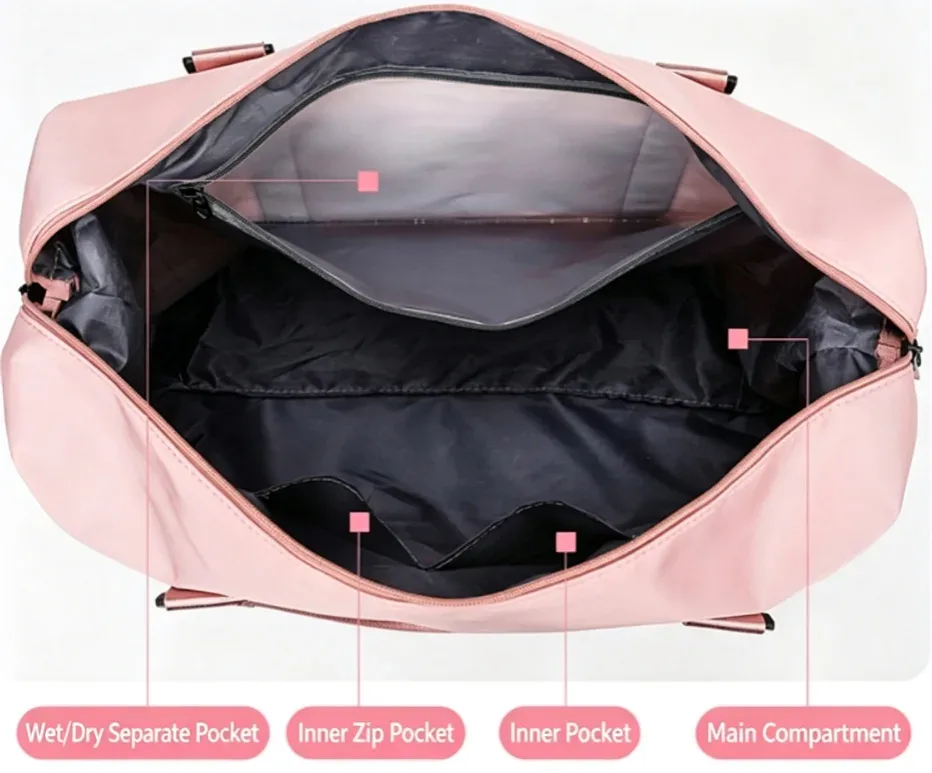 Sac de voyage pour femmes, sac de sport, sac de gym, sac à bandoulière portable, sac de week-end, sac de nuit pour femmes