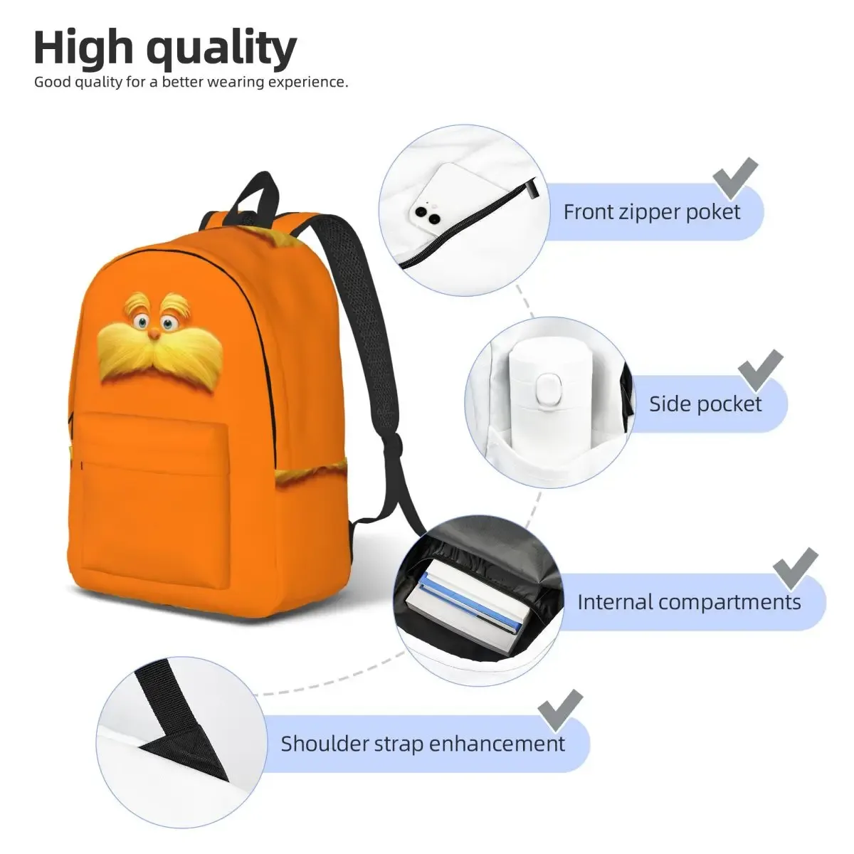 sac à dos lorax pour étudiants, sac d'école pour enfants, sacs à bandoulière pour ordinateur portable pour garçons et filles