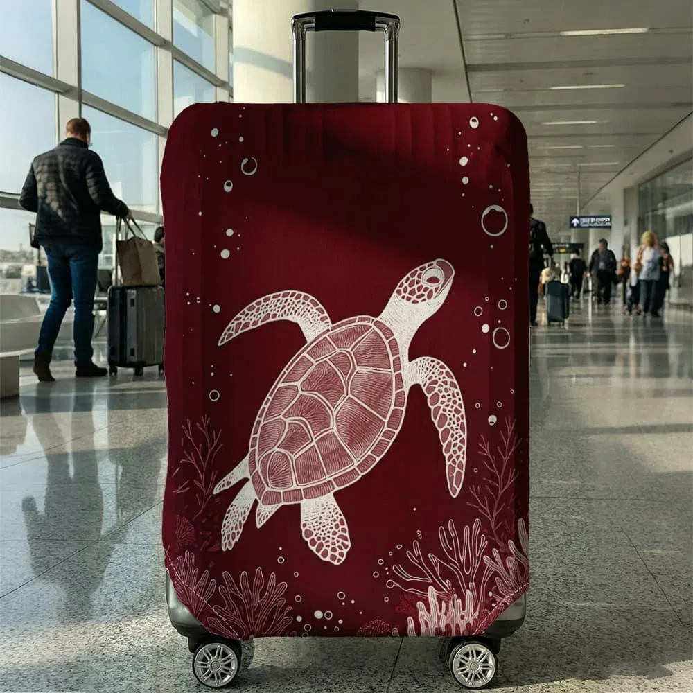 housse de bagage imprimée tortue de mer, adaptée aux bagages de 18 à 32 pouces, housse de poignée de bagage, accessoires de voyage