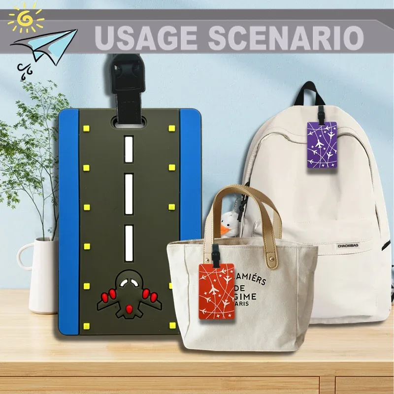 nouvelle étiquette de bagage en pvc en forme d'avion, porte-nom et d'identification, accessoires de voyage