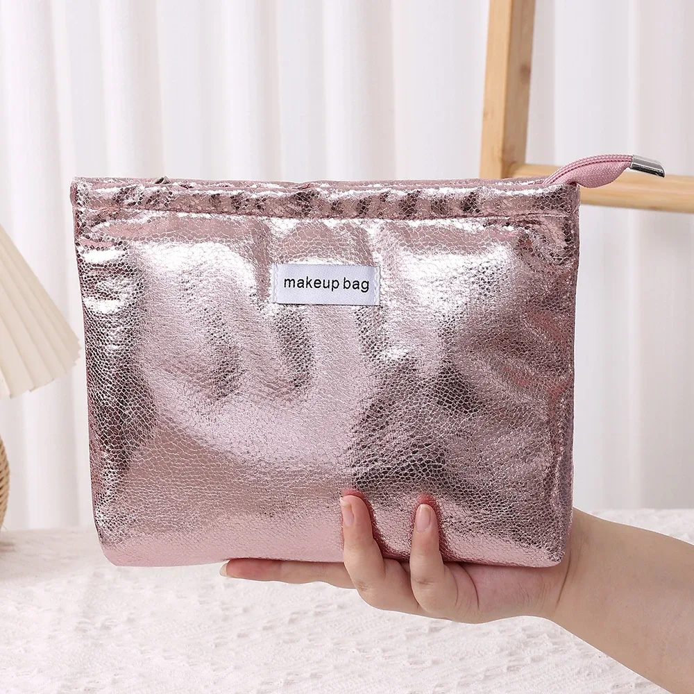 pochette de maquillage à paillettes brillantes 4 couleurs, sac à main portable pour femmes, rangement d'articles de toilette cosmétiques, pochette organisateur doré, sac à fermeture éclair
