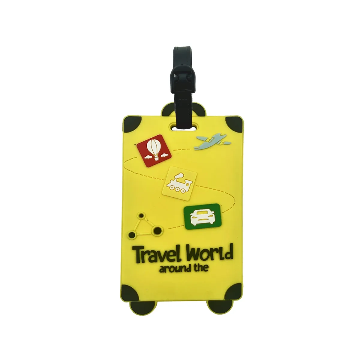 étiquettes de bagage de voyage en silicone – porte-badge et carte d'identité, anti-contrefaçon, accessoires d'avion de couleur unie